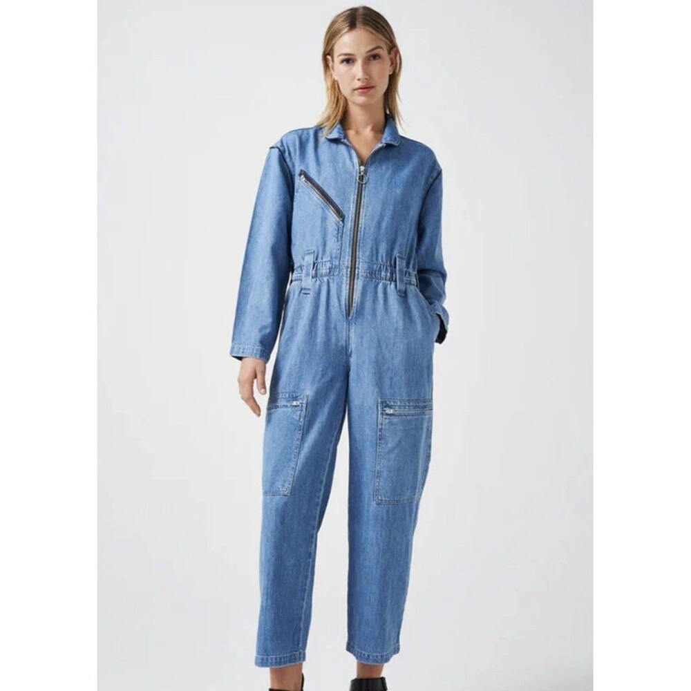 Anthropologie Seventy + Mochi Jumpsuit Womens Size M Long Sleeve denim $205